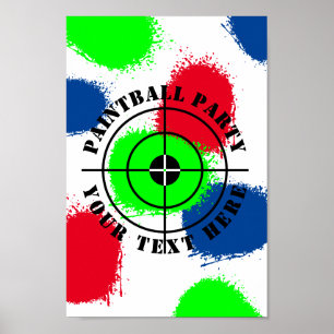 Affiche Fête d'anniversaire paintball personnalisée éclabo