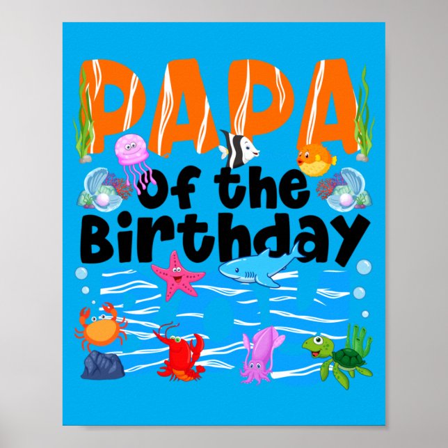Affiche Fête d'anniversaire Papa Under Sea garçons océan m (Devant)