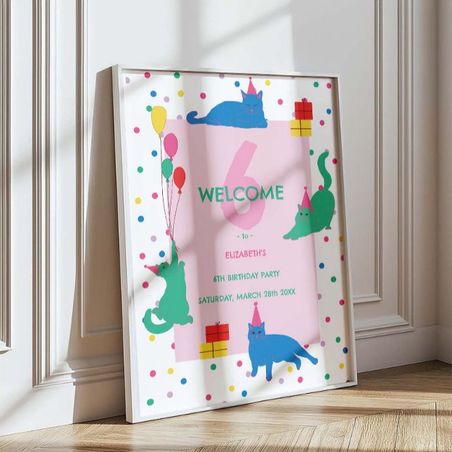 Affiche Fête d'anniversaire parfaite pour les chats joueur (Créateur téléchargé)
