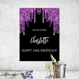 Affiche fête d'anniversaire parties scintillant noire pour