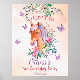 Affiche Fête d'anniversaire Pastel rose bébé