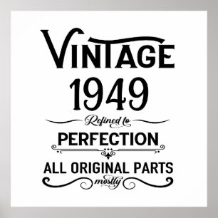 Affiche Fête d'anniversaire personnalisée noire vintage 75