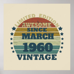 Affiche Fête d'anniversaire personnalisée vintage 65 ans