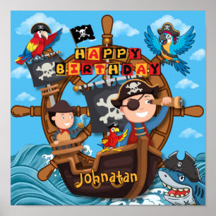 Affiche Fête d'anniversaire pirate pour les enfants