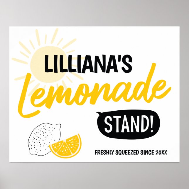 Affiche Fête d'anniversaire Stand de limonade au soleil (Devant)
