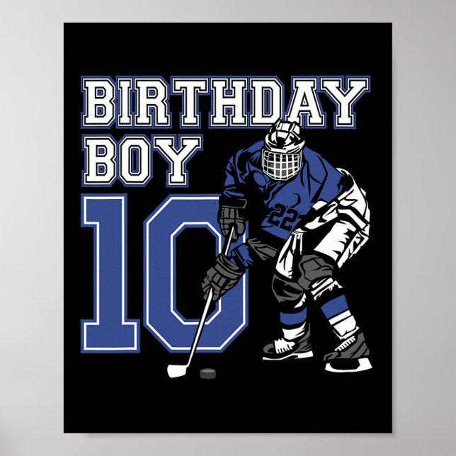 Affiche Fête d'anniversaire sur le thème de hockey sur gla (Devant)