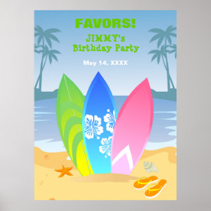 Affiche Fête d'anniversaire Surf's up boy