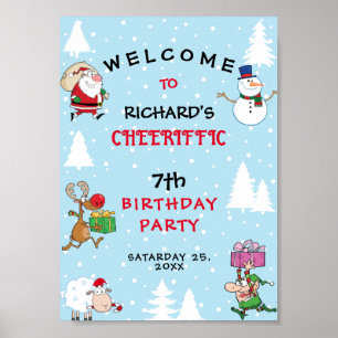 Affiche Fête d'anniversaire thème Noël drôle pour enfants