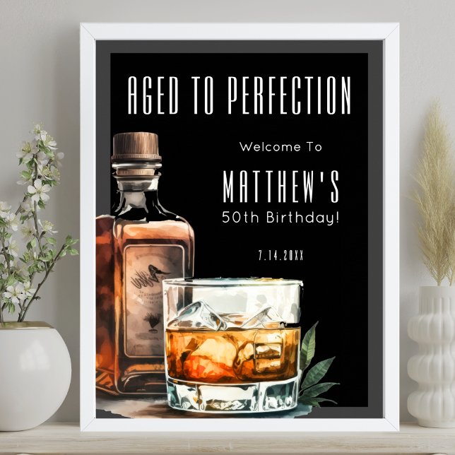 Affiche Fête d'anniversaire Vieilli à la perfection (Aged To Perfection Birthday Party Poster)