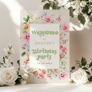 Affiche Fête d'anniversaire Wild One Fleur sauvage Girl Bi