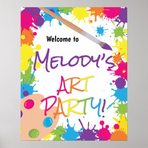 Affiche Fête d'art couleur anniversaire de bienvenue