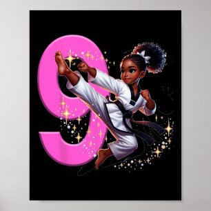 Affiche Fête d'arts martiaux pour fille noire de 9 ans Tae