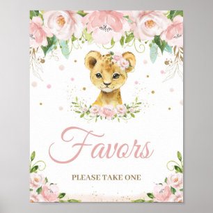 Affiche Fête de Baby shower Lion Blush Rose