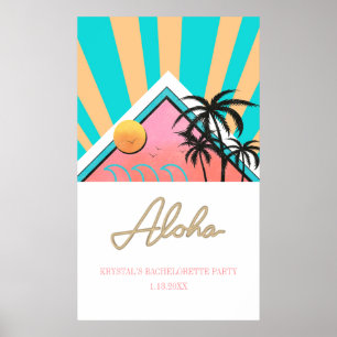 Affiche Fête de Bachelorette de Plage Tropicale Chaud Neon