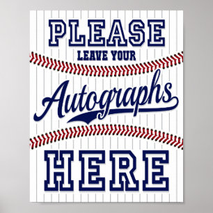 Affiche Fête de baseball LAISSEZ VOS AUTOGRAPHIES Signe Im