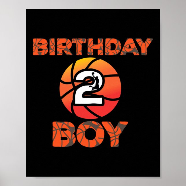 Affiche Fête de basket-ball 2 ans Ancien Anniversaire Cel (Devant)