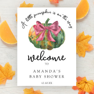Affiche Fête de bébé à thème citrouille arc d'automne