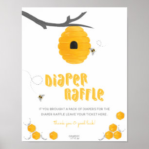 Affiche Fête de bébé abeille douce miel Panneau de tirage