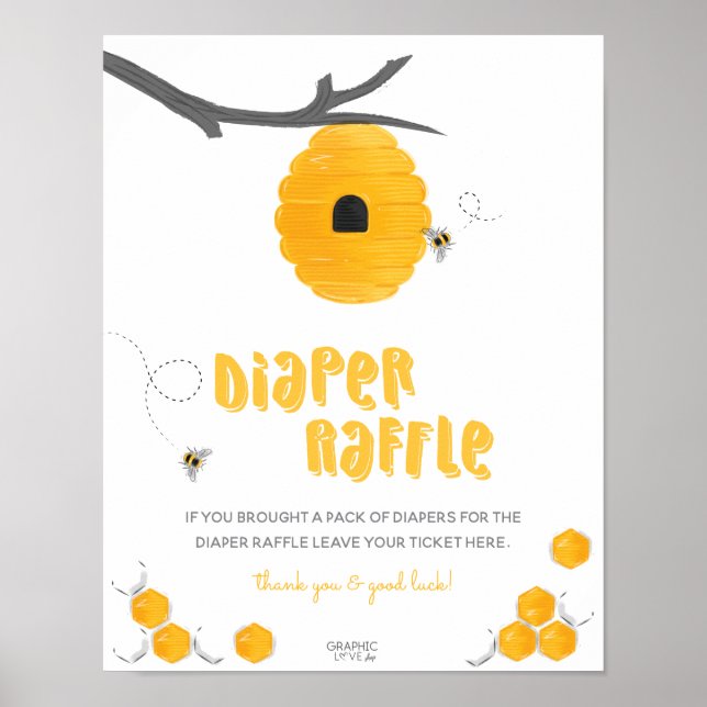 Affiche Fête de bébé abeille douce miel Panneau de tirage  (Devant)