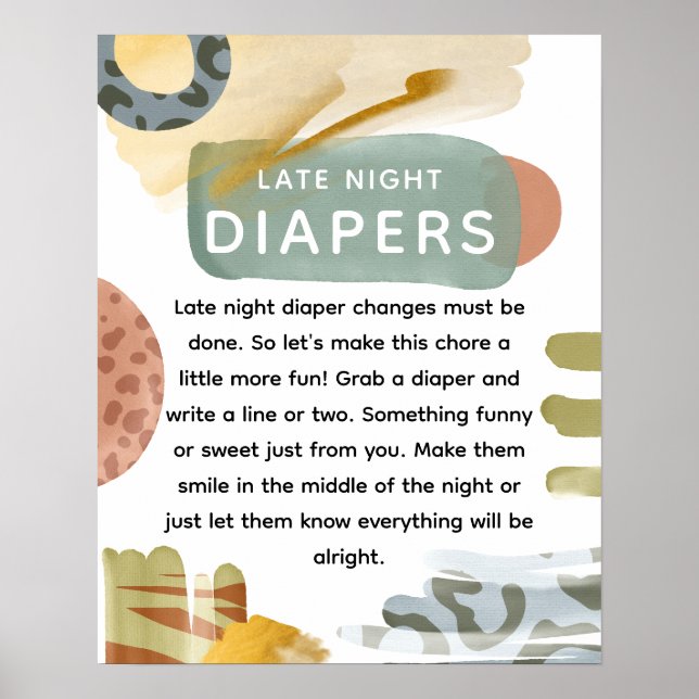 Affiche Fête de bébé abstraite 'Couche de nuit' (Devant)