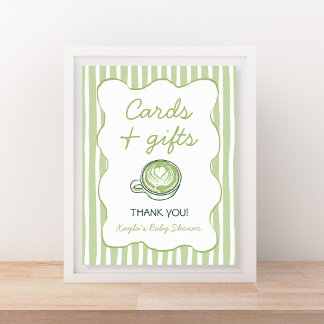 Affiche Fête de bébé au thé vert matcha : Cartes et Cadeau