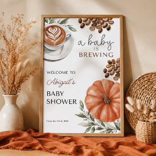 Affiche Fête de bébé au thème de café à la citrouille et a