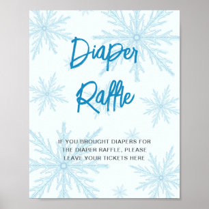 Affiche Fête de Bébé aux Flocons de Neige Bleus Modernes T