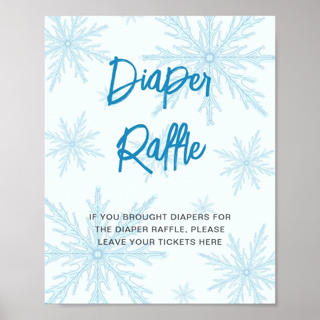 Affiche Fête de Bébé aux Flocons de Neige Bleus Modernes T (Devant)