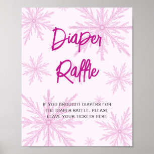 Affiche Fête de Bébé aux Flocons de Neige Roses Modernes T