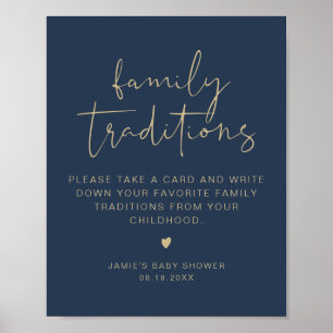 Affiche Fête de bébé CAITLIN Navy Moderne Traditions de fa