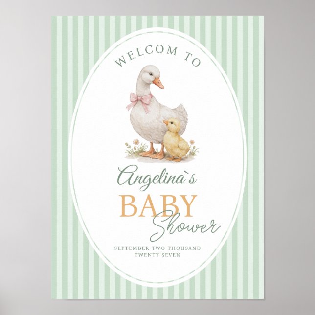 Affiche Fête de bébé Canard et Caneton Adorables  (Devant)