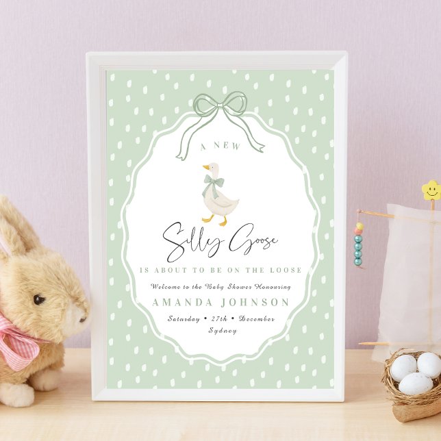 Affiche Fête de bébé Coquette Canard Sage Vert (Créateur téléchargé)