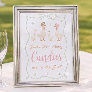 Affiche Fête de Bébé de l'Oie Silly Rose Devinez Combien
