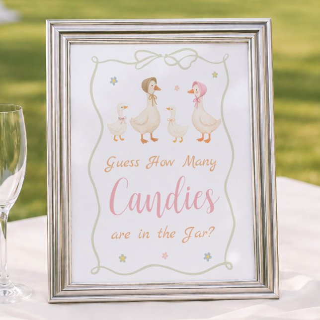 Affiche Fête de Bébé de l'Oie Silly Rose Devinez Combien (Créateur téléchargé)