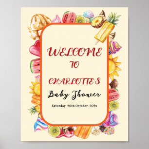 Affiche Fête de bébé douce glacée aquarelle colorée