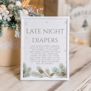 Affiche Fête de Bébé en Hiver Jeu de Nuit pour Couches