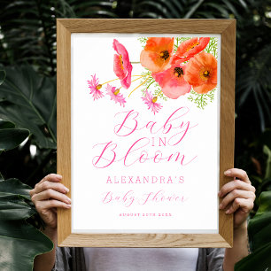Affiche Fête de bébé fille aux fleurs sauvages Boho Floral