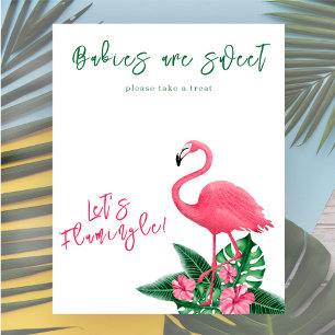 Affiche Fête de bébé flamant rose Les bébés sont doux 