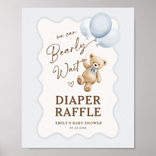 Affiche Fête de bébé garçon Ourson en peluche Tirage au so
