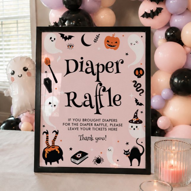 Affiche Fête de Bébé Halloween Orange Rose Loterie de Couc (Créateur téléchargé)
