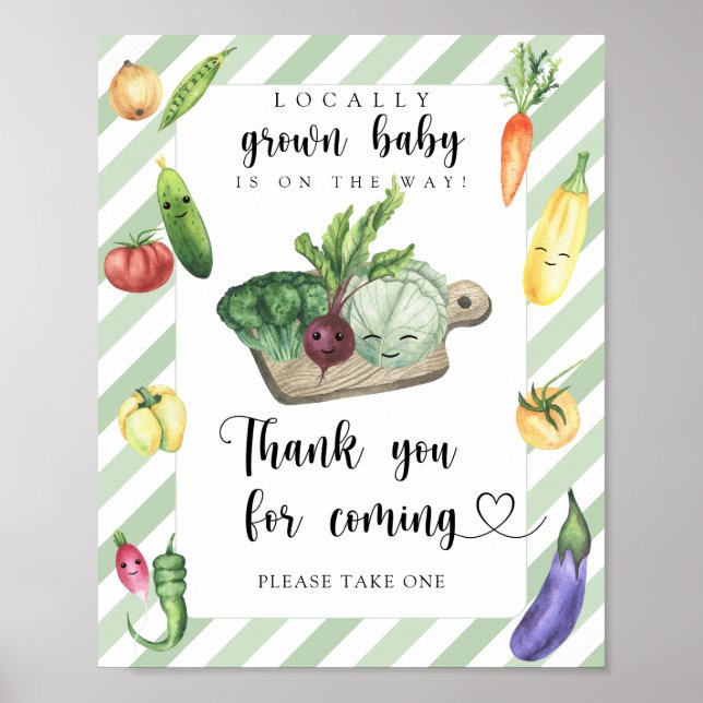 Affiche fête de bébé légumes - Merci d'être venu (Devant)