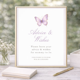Affiche Fête de Bébé Papillon Violet Conseils pour la Futu