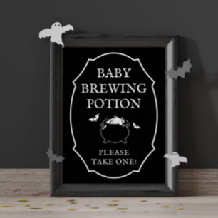 Affiche Fête de bébé potion de brassage de bébé noir Hallo