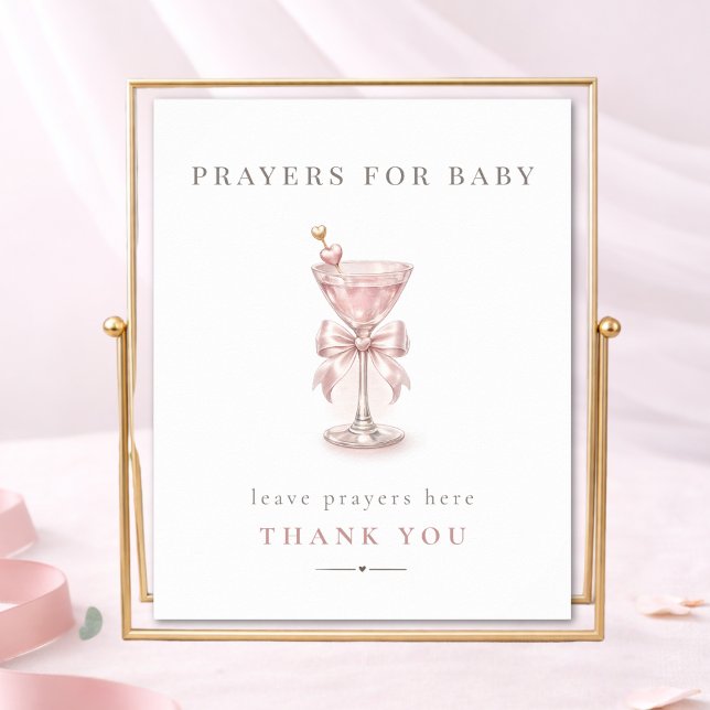 Affiche Fête de bébé Rose Martini Prières pour bébé Signe (Créateur téléchargé)
