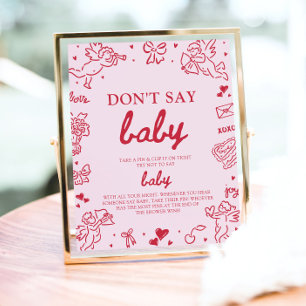 Affiche Fête de Bébé Rose Rouge Saint-Valentin Bébé Ne Dis