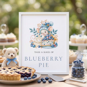 Affiche Fête de Bébé Souris Tarte aux Myrtilles Sucrée