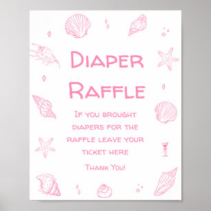 Affiche Fête de Bébé sur le thème de la Plage Côtière Rose