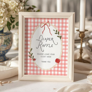 Affiche Fête de Bébé Tirage au Sort de Couches Thème Pomme
