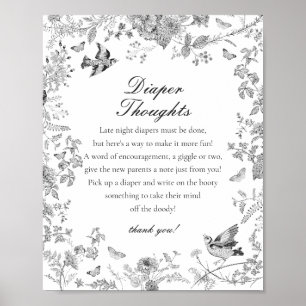 Affiche Fête de Bébé Toile de Jouy Noire Idées de Lange
