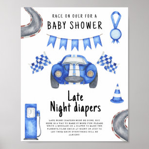 Affiche Fête de bébé voiture de course Couches nuit tardiv